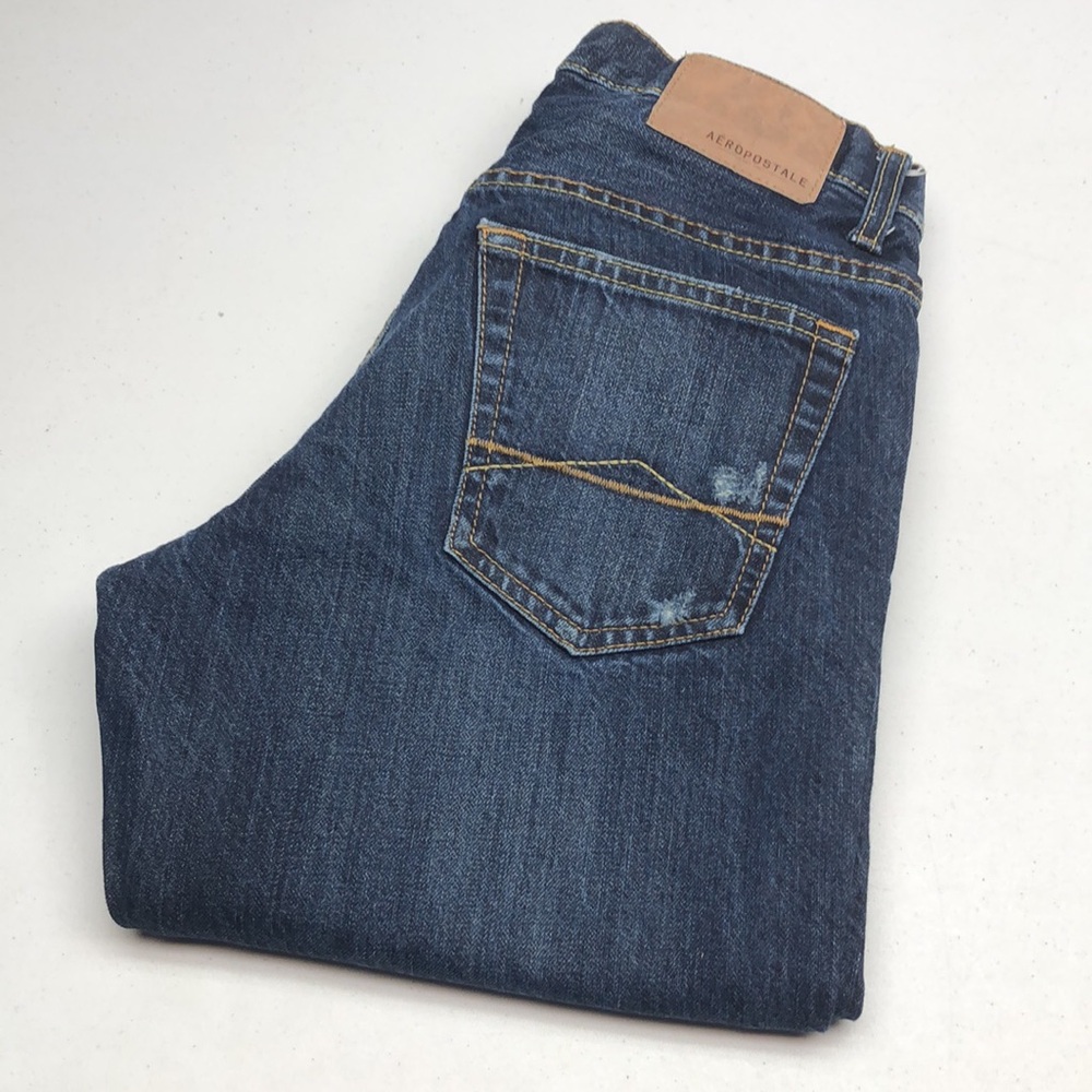 DISTRESS MENS BOWERY SLIM STRAIGHT JEANS 31x32 😎
